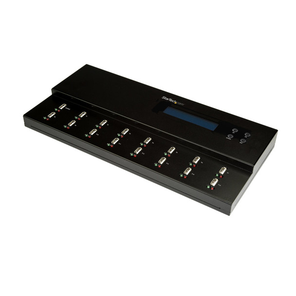 StarTech.com Standalone 1 to 15 USB Thumb Drive Duplicator and Eraser, Multiple USB Flash Drive Copier, System and File and Whole-Drive Copy at 1.5 GB/min, Single and 3-Pass Erase, LCD Display USBDUPE115 065030870740