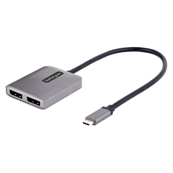 StarTech.com 2-Port USB-C MST Hub - USB Type-C to 2x DisplayPort Multi-Monitor Adapter for Laptop - Dual-DP up to 4K 60Hz w/ DP 1.4 Alt Mode & DSC - HDR - 1ft/30cm Cable - Windows Only 065030884372