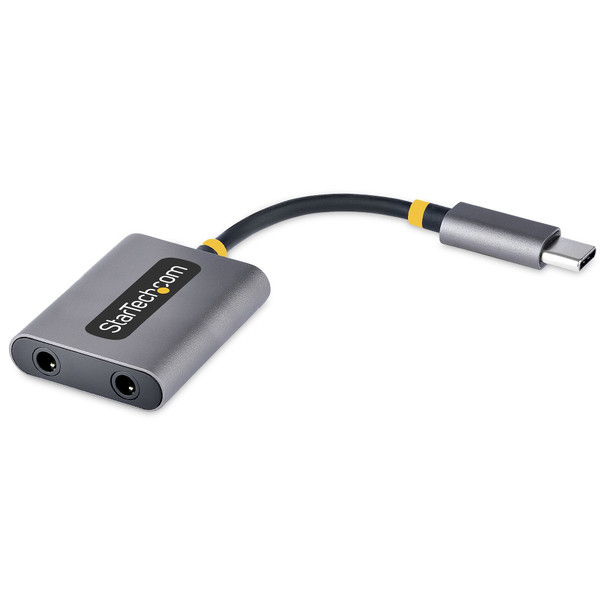 StarTech.com USB-C Headphone Splitter, USB Type C Dual Headset Adapter w/Mic Input, USB C to 3.5mm Audio Adapter/Earphone Dongle, USB C to Audio Jack/Aux Output, 24-bit DAC 065030897594