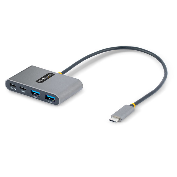 StarTech.com 4-Port USB-C Hub with 100W Power Delivery Pass-Through - 2x USB-A + 2x USB-C - USB 3.0 5Gbps - 1ft (30cm) Long Cable - Portable USB Type-C to USB-A/C Hub 065030894807