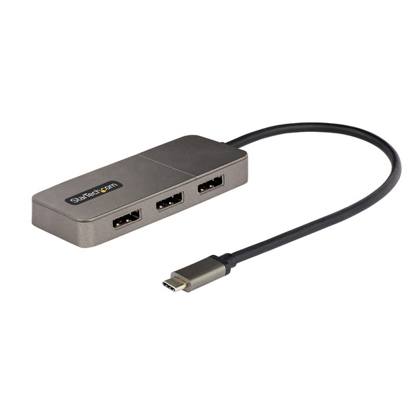 StarTech.com USB-C to Triple DisplayPort 1.4 MST Hub, 4K 60Hz, 1ft (30cm) Cable, USB Type-C to DisplayPort 1.4 Multi-Stream Transport Hub, DisplayPort Splitter, Triple Monitor Adapter 065030884389
