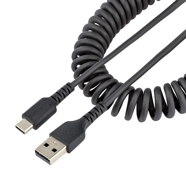 StarTech.com 1m USB A to C Charging Cable, Coiled Heavy Duty Fast Charge & Sync, High Quality USB 2.0 A to USB Type-C Cable, Rugged Aramid Fiber, Durable Male to Male USB Cable 065030893596