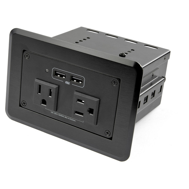 StarTech.com Conference Table Power Center with 2x UL Certified 120V AC Outlets & 2x USB BC 1.2 - Recessed In-Table/Desk Power Strip/Charging Station for Meeting Room/Boardroom/Lab Bench 065030891103