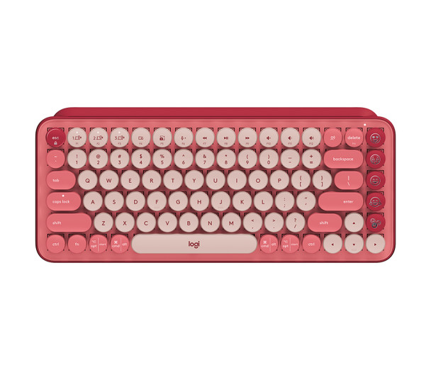 Logitech Pop Keys keyboard RF Wireless + Bluetooth Burgundy, Pink, Rose 097855171986