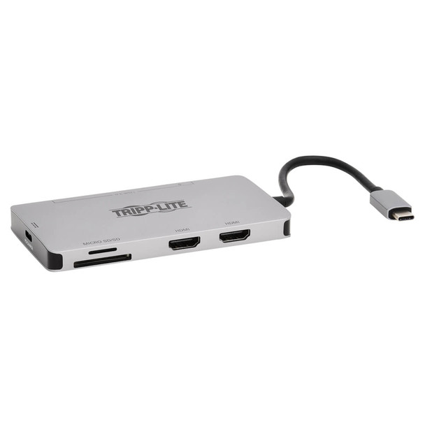 Tripp Lite U442-DOCK8-GG notebook dock/port replicator Wired USB 3.2 Gen 1 (3.1 Gen 1) Type-C Black, Grey 037332261281