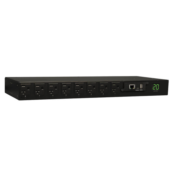 Tripp Lite 1.9kW Single-Phase Switched PDU, 120V Outlets (16 5-15/20R), L5-20P/5-20P input, 12ft Cord, 1U Rack-Mount 037332157683