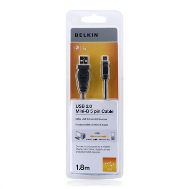 Belkin USB 2.0 A/Mini USB B, 1.8m USB cable USB A Mini-USB B Black 745883713356