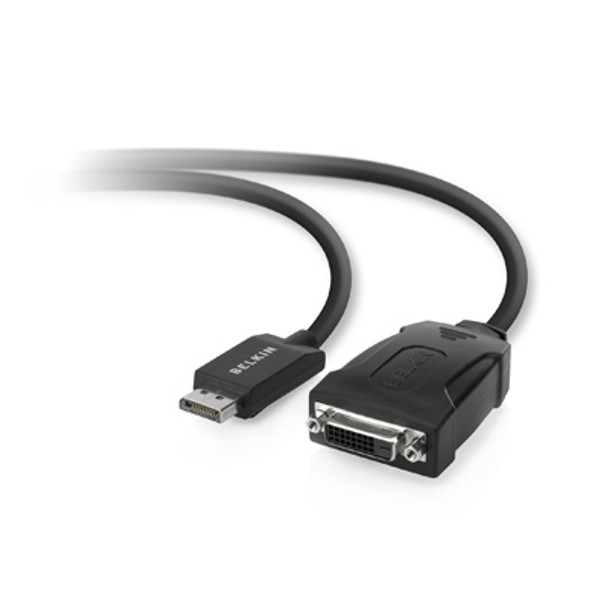 Belkin F2CD005B video cable adapter 1 x 20 pin DisplayPort 1 x 24 pin digital DVI Black 44829