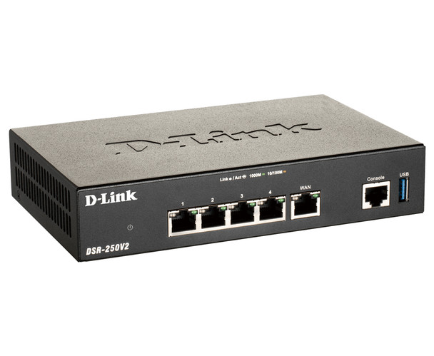 D-Link DSR-250V2 wireless router Gigabit Ethernet Black DSR-250V2 790069461828