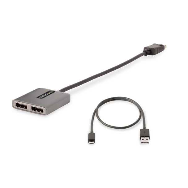 StarTech.com 2-Port DisplayPort MST Hub, Dual 4K 60Hz, DP to 2x DisplayPort Monitor Adapter, DP 1.4 Multi-Monitor Video Adapter, 1ft (30cm) Built-in Cable, USB Powered, Windows Only MST14DP122DP 065030884044