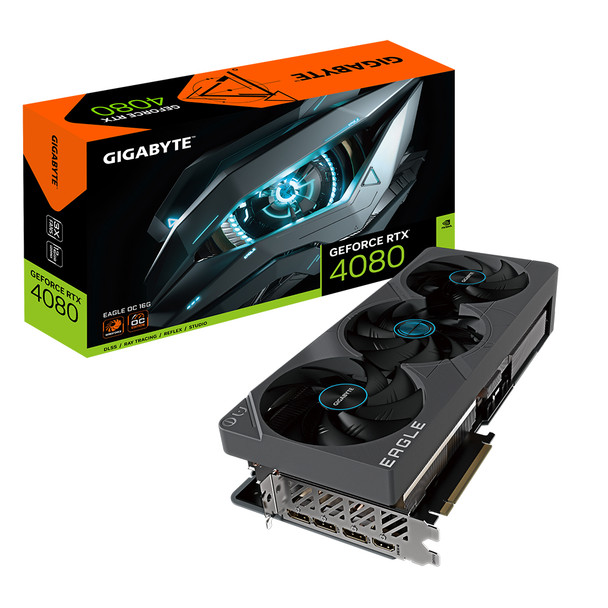 Gigabyte Video Card GV-N4080EAGLE OC-16GD GeForce RTX 4080 EAGLE 16GB GDDR6X Retail