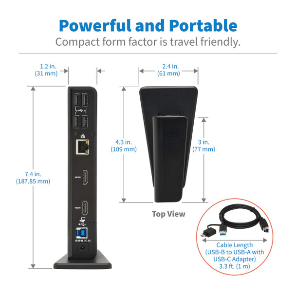 Tripp-Lite AC U442-DOCK22-B USB-A USB-C Dual Display DockingStation 1080p 60Hz