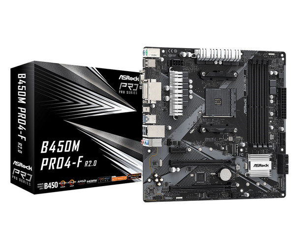 ASRock MB B450M PRO4-F R2.0 B450 AMD AM4 Max.128GB DDR4 Micro ATX Retail