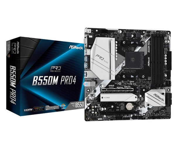 ASRock MB B550M PRO4 AMD AM4 Ryzen future AMD Ryzen B550 DDR4 128G mATX Retail