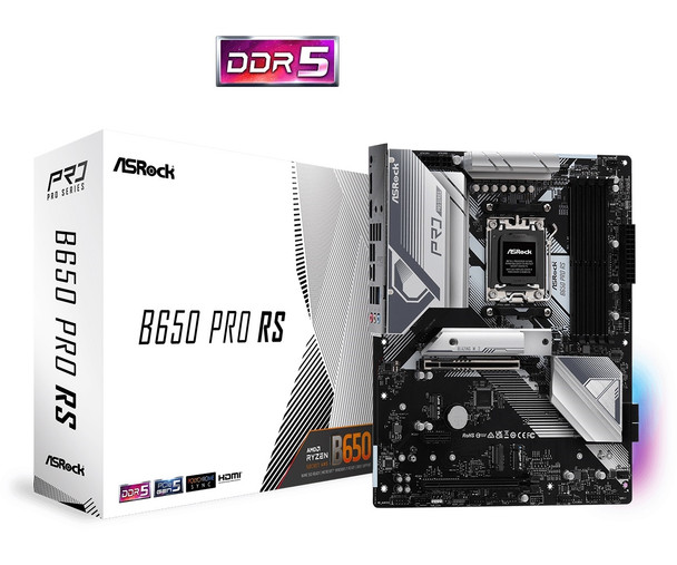 ASRock MB B650 Pro RS AMD B650 AM5 Max128GB DDR5 PCIe ATX Retail