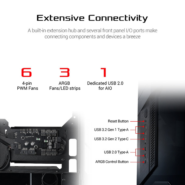 Asus Case GR101 ROG Z11 CASE BLK Tempered Glass USB 4x2.5 Mini-ITX Mini-DTX