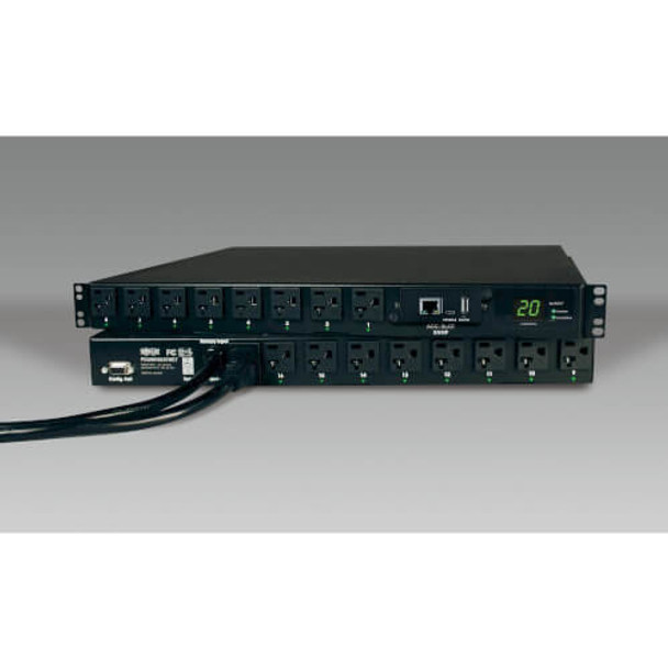 Tripp Lite 1.9kW Single-Phase ATS / Switched PDU, 120V (16 5-15/20R), 2 L5-20P / 5-20P Inputs, 2x 3.66 m (12-ft.) Cords, 1U Rack-Mount 44970