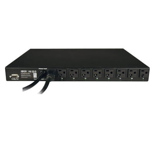 Tripp Lite 1.9kW Single-Phase ATS / Switched PDU, 120V (16 5-15/20R), 2 L5-20P / 5-20P Inputs, 2x 3.66 m (12-ft.) Cords, 1U Rack-Mount 44970