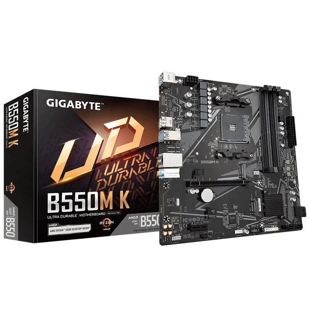 Gigabyte Motherboard B550M K AMD AM4 B550 Max128GB DDR4 PCI Express Micro ATX Retail