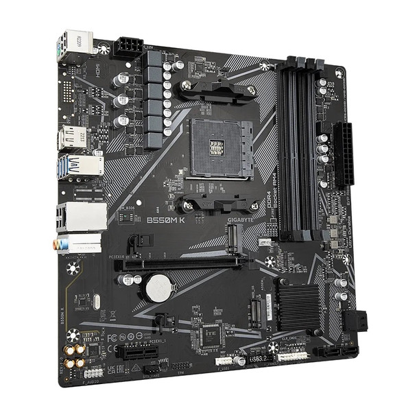 Gigabyte Motherboard B550M K AMD AM4 B550 Max128GB DDR4 PCI Express Micro ATX Retail