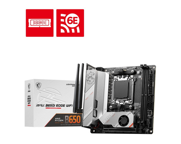 MSI Motherboard B650IEDGEWIFI MPG B650I EDGE WIFI B650 AM5 Maximum 64GB DDR5 PCI-E Mini-ITX Retail