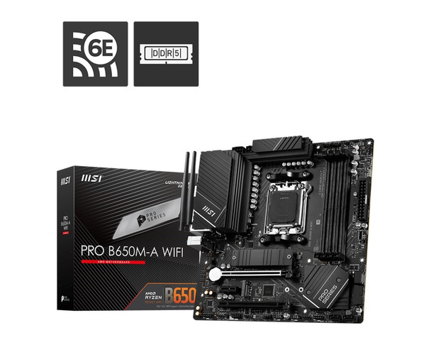 MSI Motherboard B650MAWIFI PRO B650M-A WIFI B650 AM5 Max128GB DDR5 PCI Express Micro ATX Retail