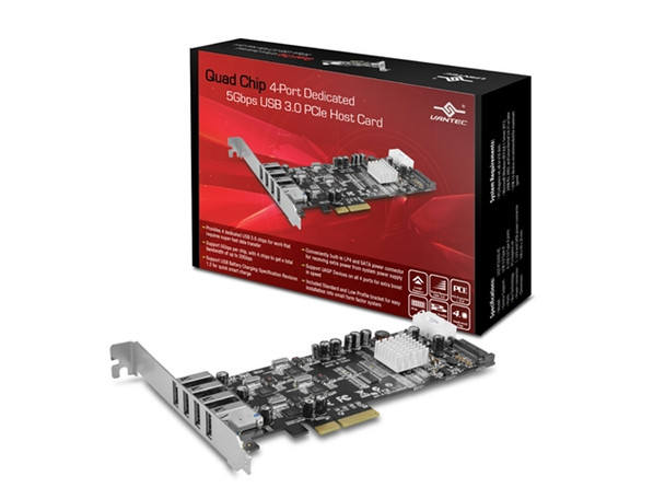 Vantec UGT-PCE430-4C Quad Chip 4-Port Dedicated 5Gbps USB3.0 PCIe Host Card RTL