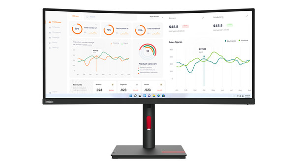 Lenovo ThinkVision T34w-30 86.4 cm (34") 3440 x 1440 pixels Wide Quad HD LED Black 63D4GAR1US 196801194854