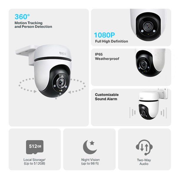 TP-Link CM Tapo C500 Outdoor Pan Tilt Security Wi-Fi Camera 1080p 2.4GHz IP65