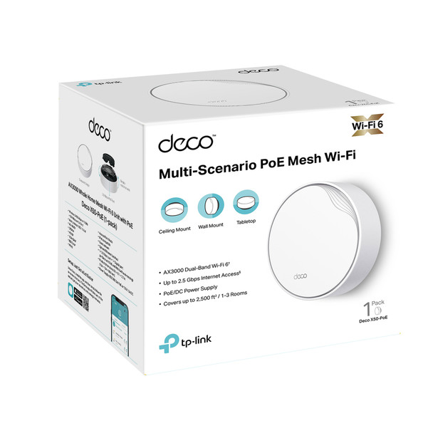 TP-Link NT Deco X50-PoE(1-pack) AX3000 Whole Home Mesh Wi-Fi 6 Unit with PoE