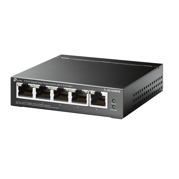 TP-Link Switch TL-SG105MPE 5-Port Gigabit Easy Smart Switch with 4-Port PoE+ Retail