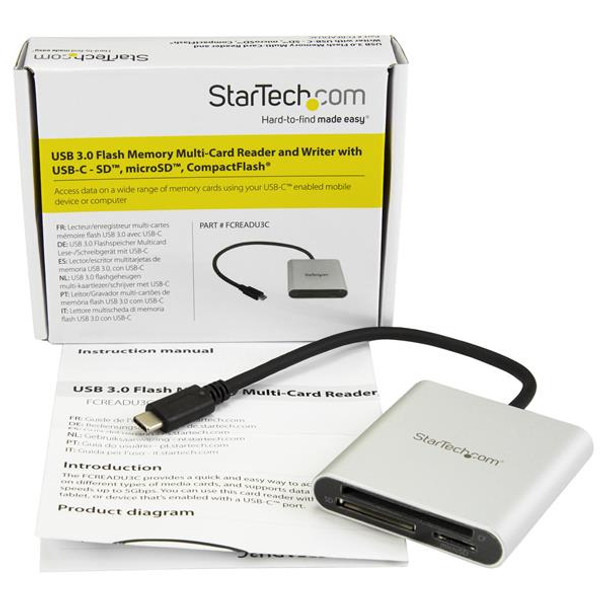 StarTech.com USB 3.0 Flash Memory Multi-Card Reader / Writer with USB-C - SD, microSD, CompactFlash 45129