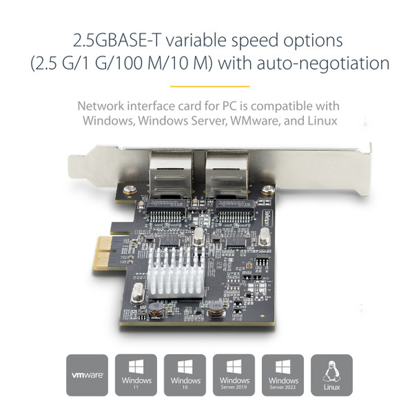 StarTech.com 2-Port 2.5Gbps NBASE-T PCIe Network Card, Intel I225-V, Dual-Port Computer Network Card, Multi-Gigabit NIC, PCI Express Server LAN Card, Desktop Ethernet Interface 065030898140