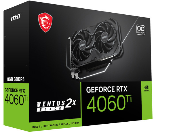 MSI GeForce RTX 4060 Ti VENTUS 2X BLACK 8G OC NVIDIA 8 GB GDDR6 824142325667