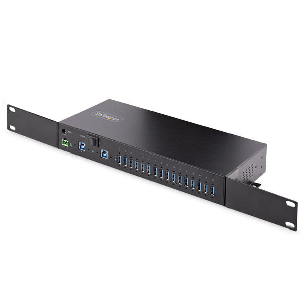 StarTech.com 16-Port Industrial USB 3.0 Hub 5Gbps, Metal, DIN/Surface/Rack Mountable, ESD Protection, Terminal Block Power, up to 120W Shared USB Charging, Dual-Host Hub/Switch 065030894999