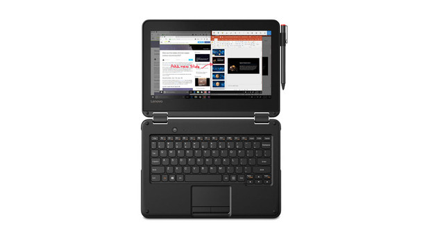 Lenovo 300e N3450 Hybrid (2-in-1) 29.5 cm (11.6") Touchscreen HD Intel Celeron 4 GB LPDDR4-SDRAM 64 GB eMMC Wi-Fi 5 (802.11ac) Windows 10 Pro Black 192158787824 81FY000SUS