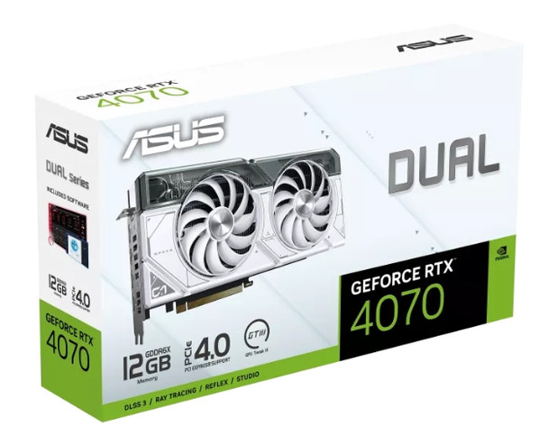 ASUS VCX DUAL-RTX4070-12G-WHITE GeForce RTX 4070 White 12GB GDDR6X 192B Retail