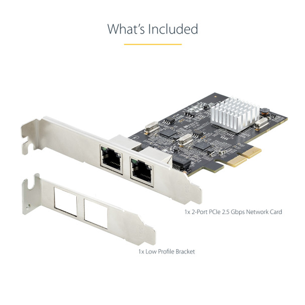 StarTech.com 2-Port 2.5Gbps NBASE-T PCIe Network Card, Intel I225-V, Dual-Port Computer Network Card, Multi-Gigabit NIC, PCI Express Server LAN Card, Desktop Ethernet Interface PR22GI-NETWORK-CARD 065030898140