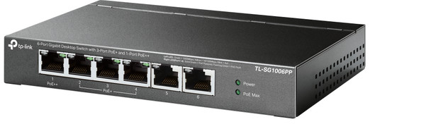 TP-Link 6-Port Gigabit Desktop Switch with 3-Port PoE+ and 1-Port PoE++ 840030708428