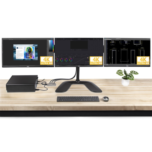 StarTech.com 3-Port MST Hub - DisplayPort to 3x HDMI, Triple 4K 60Hz Monitors, DP 1.4 Multi-Monitor Video Adapter, 1ft (30cm) Built-in Cable, USB Powered, Windows Only 065030897631