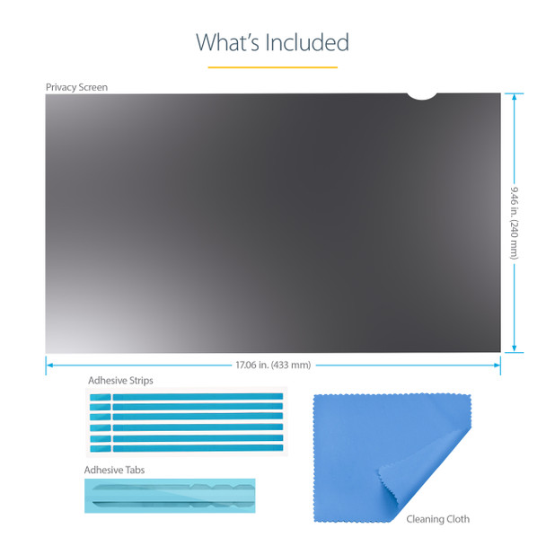 StarTech.com 19.5-inch 16:9 Computer Monitor Privacy Filter, Anti-Glare Privacy Screen w/51% Blue Light Reduction, Monitor Screen Protector w/+/- 30 Deg. Viewing Angle 065030900584