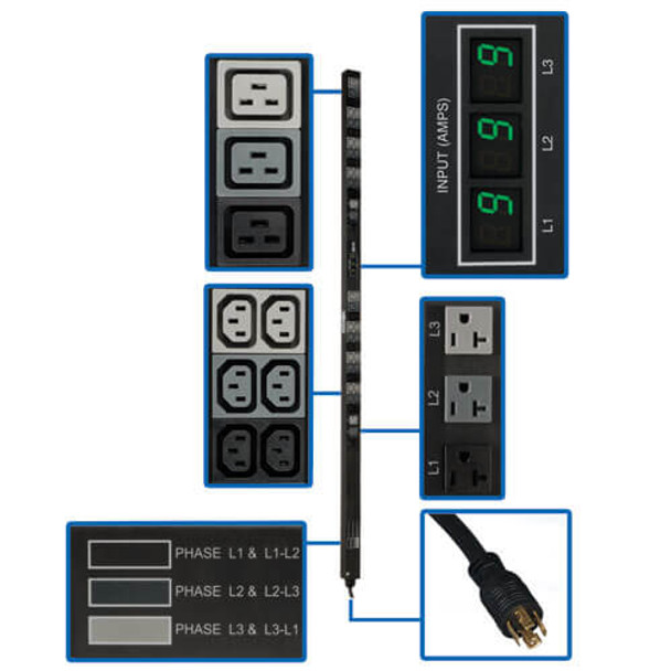 Tripp Lite PDU3MV6L2120 power distribution unit (PDU) 48 AC outlet(s) 0U Black 037332163929