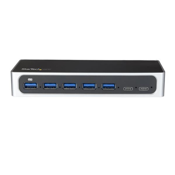 StarTech.com 7 Port USB C Hub with Fast Charge Port - USB-C to 5x USB-A 2x USB-C (USB 3.0 SuperSpeed 5Gbps) - Self Powered USB 3.1 Gen 1 Type-C Hub w/ Power Adapter - Desktop/Laptop Hub 45973