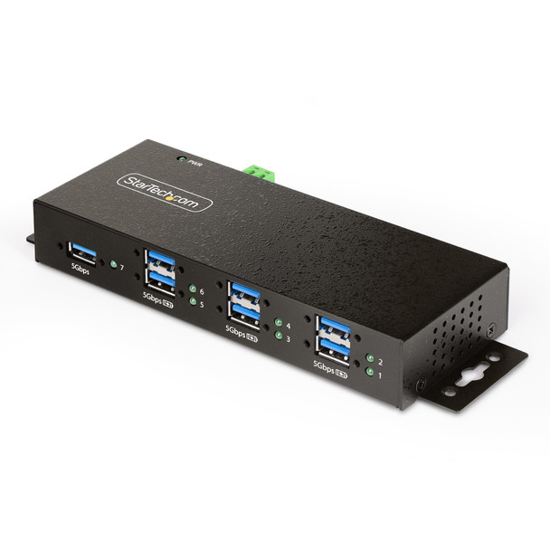 StarTech.com 5G7AINDRM-USB-A-HUB interface hub USB 3.2 Gen 1 (3.1 Gen 1) Type-B 5000 Mbit/s Black 065030898195