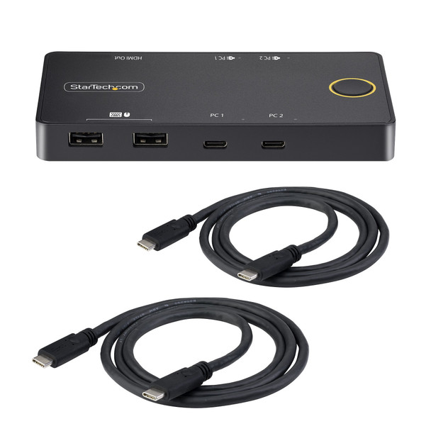 StarTech.com 2-Port USB-C KVM Switch, Single-4K 60Hz HDMI Monitor, Dual-100W Power Delivery Pass-through Ports, Bus Powered, USB Type-C/USB4/Thunderbolt 3/4 Compatible - Small Form Factor 065030897648