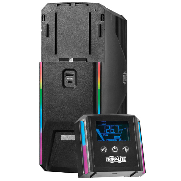 Tripp Lite 1500VA 900W 120V Pure Sine Wave Gaming UPS Battery Backup - LCD, AVR, RGB LEDs, USB Charging, Power Saving 037332253774