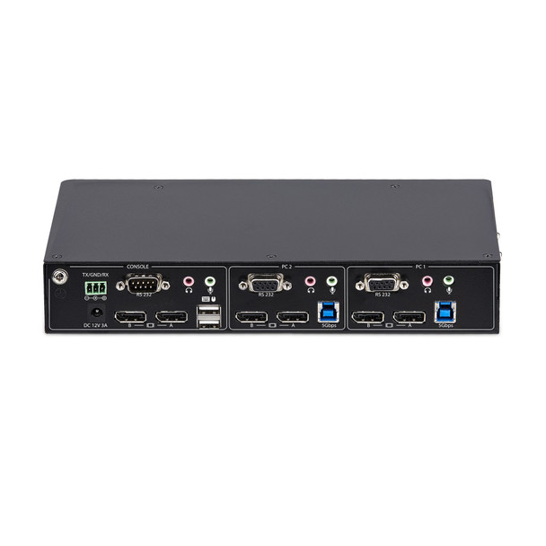 StarTech.com 2-Port Dual-Monitor DisplayPort KVM Switch, RS232 Serial Control, 4K 60Hz, 2x USB 5Gbps Hub Ports, 2x USB 2.0 HID Ports, Hotkey/Pushbutton Switching, TAA Compliant - Includes 2x DP and USB Host Cables 065030900485