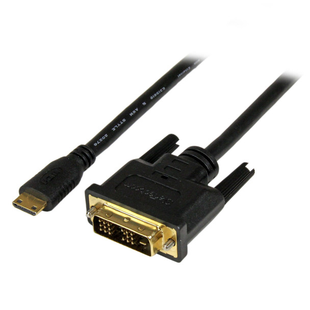StarTech.com 2m (6.6 ft) Mini HDMI to DVI Cable - DVI-D to HDMI Cable (1920x1200p) - 19 Pin HDMI Mini Male to DVI-D Male - Digital Monitor Cable Adapter M/M - Mini HDMI to DVI Adapter 065030853149