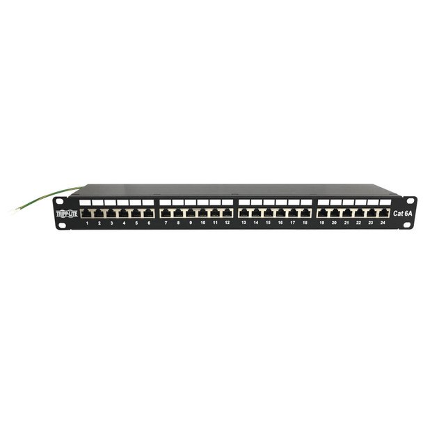 Tripp Lite N252-024-6A-SH 24-Port Cat6a Shielded Patch Panel - 10 Gbps, STP, 110 Punch Down, RJ45, 1U, TAA 037332266316