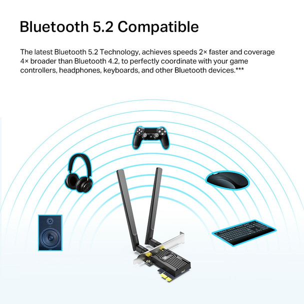 TP-Link AX1800 Wi-Fi 6 Bluetooth 5.2 PCIe Adapter 840030708800